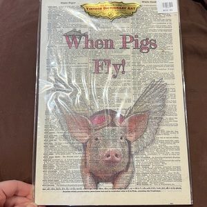 When Pigs Fly Sign - Dictionary Art Wall Decor - BRAND NEW! - Pig With Wings